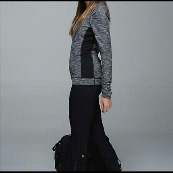 Lululemon Think Fast Long Sleeve Top Heathered Grey Black Rulu Running Sz 4 - Picture 14 of 14